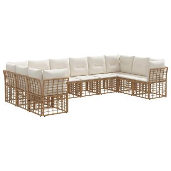 Outdoor-Sofagarnitur 10-Sitzer Natur und Cremeweiß Polyester