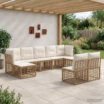ARDEBO.de - Outdoor-Sofagarnitur Natürlich und Cremweiß Polyester