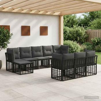ARDEBO.de - Outdoor-Sofagarnitur Schwarz und Dunkelgrau Polyester