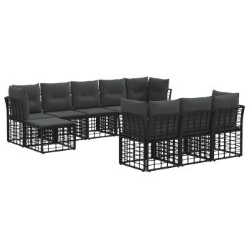 Outdoor-Sofagarnitur Schwarz und Dunkelgrau Polyester