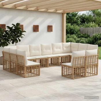 ARDEBO.de - Outdoor-Sofagarnitur Natürlich und Cremweiß Polyester