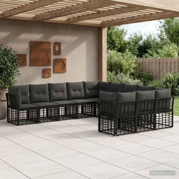 ARDEBO.de - Outdoor-Sofagarnitur Schwarz und Dunkelgrau Polyester