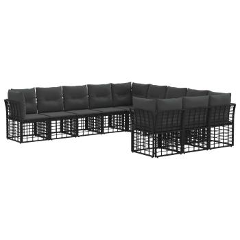 Outdoor-Sofagarnitur Schwarz und Dunkelgrau Polyester