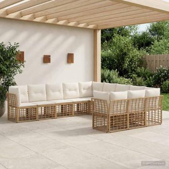 ARDEBO.de - Outdoor-Sofagarnitur Natürlich und Cremweiß Polyester