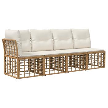 Outdoor-Sofagarnitur Natürlich und Cremweiß Polyester