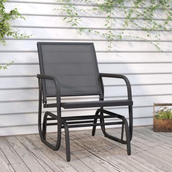 ARDEBO.de - Garten-Schaukelstuhl Schwarz 61x76x87 cm Textilene & Stahl