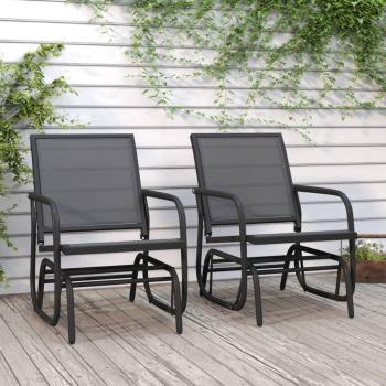ARDEBO.de - Garten-Schaukelstühle 2 Stk. Schwarz 61x76x87cm Textilene Stahl