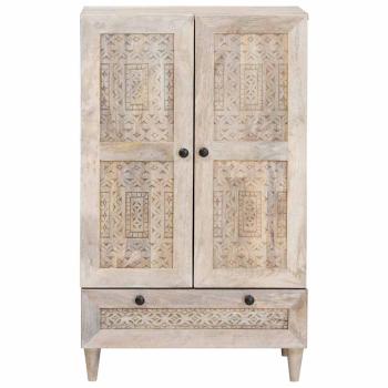 Highboard 60 x 33 x 100 cm Massivholz Mango Bleached White