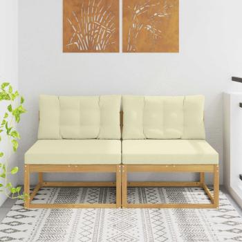 ARDEBO.de - 2 Stück Outdoor Mittelsofa Polyester Weiß