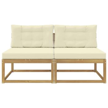 2 Stück Outdoor Mittelsofa Polyester Weiß