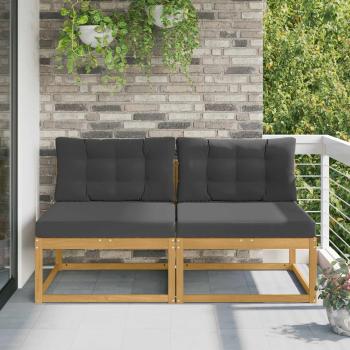 ARDEBO.de - 2 Stück Outdoor Mittelsofa Polyester Weiß