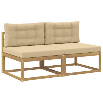 2 Stück Outdoor Mittelsofa Polyester Weiß