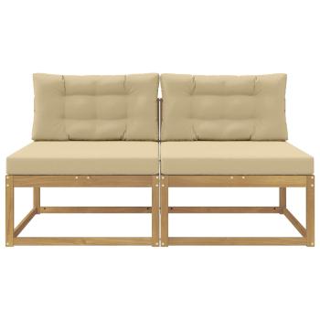 2 Stück Outdoor Mittelsofa Polyester Weiß