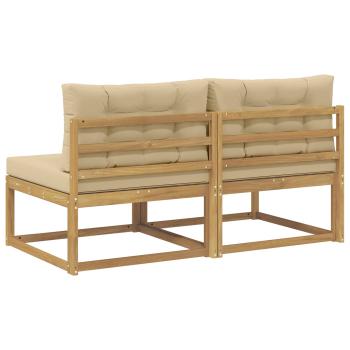 2 Stück Outdoor Mittelsofa Polyester Weiß