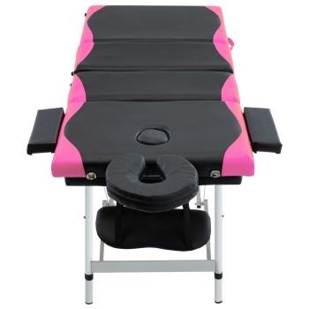 Massageliege Klappbar 4-Zonen Aluminiumgestell Schwarz und Rosa