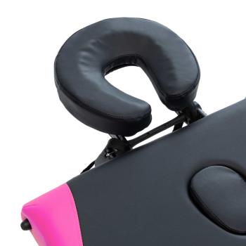 Massageliege Klappbar 4-Zonen Aluminiumgestell Schwarz und Rosa