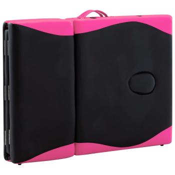Massageliege Klappbar 4-Zonen Aluminiumgestell Schwarz und Rosa