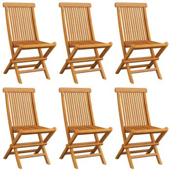 Gartenstühle mit Weinroten Kissen 6 Stk. Massivholz Teak