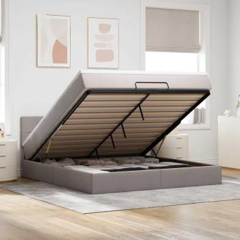 ARDEBO.de - Ottoman-Bett mit Matratze Taupe 180x200 cm Stoff