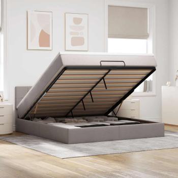 ARDEBO.de - Ottomane Bett mit Matratze & LEDs Taupe 180x200 cm Stoff