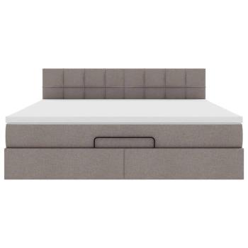 Ottomane Bett mit Matratze & LEDs Taupe 180x200 cm Stoff