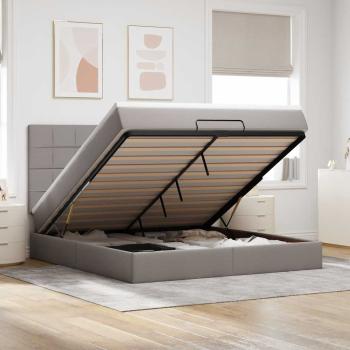ARDEBO.de - Ottoman-Bett mit Matratze & LEDs Taupe 180x200 cm Stoff