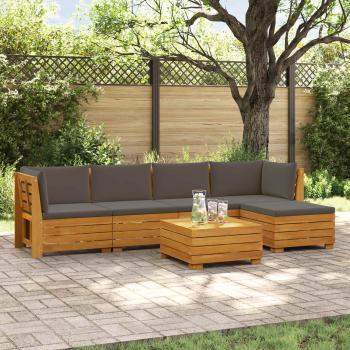 ARDEBO.de - Outdoor-Sofagarnitur mit Kissen 6 Stück Braun Massivholz Akazie