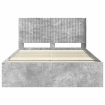 Bettgestell mit Stauraum und Kopfteil Betongrau 150 x 200 cm