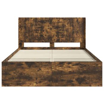 Bettgestell mit Stauraum und Kopfteil Räuchereiche 135 x 190 cm