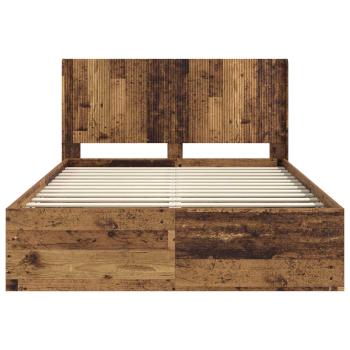 Bettgestell mit Stauraum und Kopfteil Altholz 135 x 190 cm