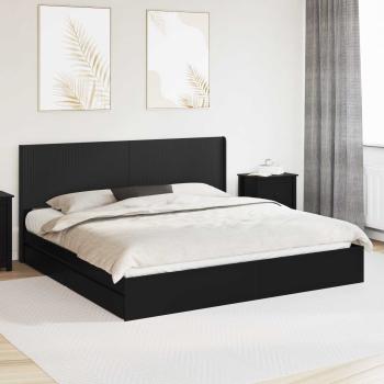 ARDEBO.de - Bettgestell mit Stauraum und Kopfteil Schwarz 200 x 200 cm