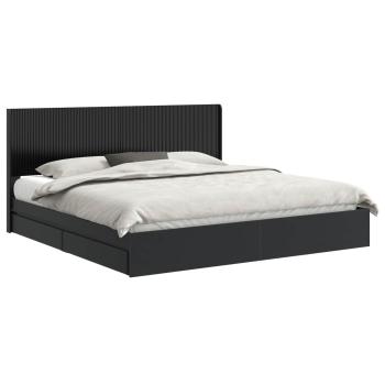 Bettgestell mit Stauraum und Kopfteil Schwarz 200 x 200 cm