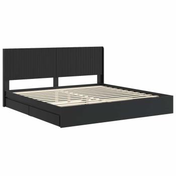 Bettgestell mit Stauraum und Kopfteil Schwarz 200 x 200 cm