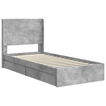 Bettgestell mit Stauraum und Kopfteil Betongrau 90 x 190 cm