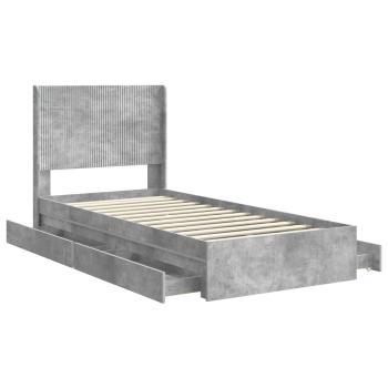 Bettgestell mit Stauraum und Kopfteil Betongrau 90 x 190 cm