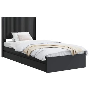 Bettgestell mit Stauraum und Kopfteil Schwarz 75 x 190 cm
