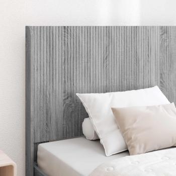 Bettgestell mit Stauraum und Kopfteil Grau Sonoma 75 x 190 cm