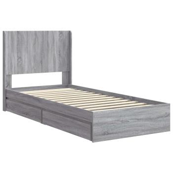 Bettgestell mit Stauraum und Kopfteil Grau Sonoma 75 x 190 cm