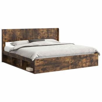 Bettgestell mit Stauraum und Kopfteil 2 stk. Holzwerkstoff