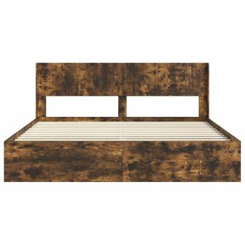 Bettgestell mit Stauraum und Kopfteil 2 stk. Holzwerkstoff
