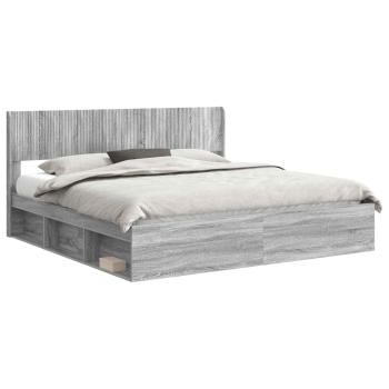 Bettgestell mit Stauraum und Kopfteil 2 stk. Holzwerkstoff