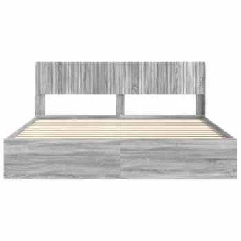 Bettgestell mit Stauraum und Kopfteil 2 stk. Holzwerkstoff