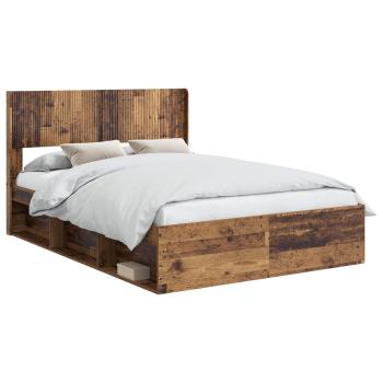 Bettgestell mit Stauraum und Kopfteil Altholz 150 x 200 cm