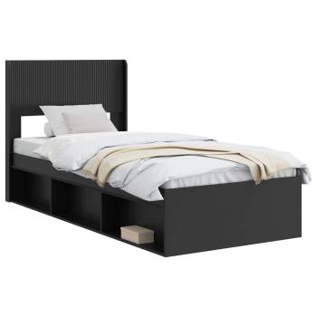 Bettgestell mit Stauraum und Kopfteil Schwarz 75 x 190 cm