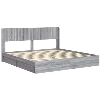 Bettgestell mit Stauraum und Kopfteil 2 Stk. Holzwerkstoff