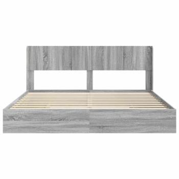 Bettgestell mit Stauraum und Kopfteil 2 Stk. Holzwerkstoff