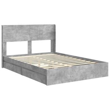 Bettgestell mit Stauraum und Kopfteil Betongrau 150 x 200 cm