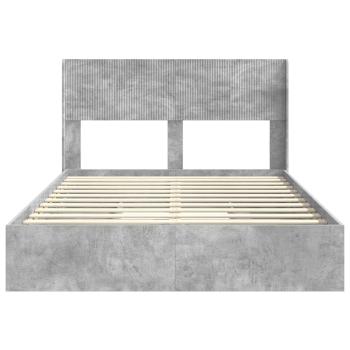Bettgestell mit Stauraum und Kopfteil Betongrau 150 x 200 cm