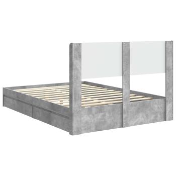 Bettgestell mit Stauraum und Kopfteil Betongrau 150 x 200 cm