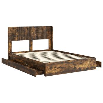 Bettgestell mit Stauraum und Kopfteil Räuchereiche 135 x 190 cm